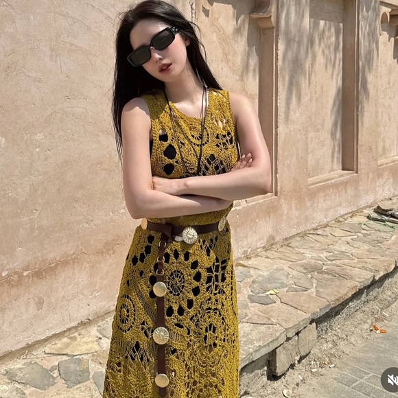 Zara Asymmetric Crochet Midi Dress - Picture 6 of 11